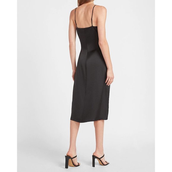 Express Satin Ruched Front Slip Dress - Picture 2 of 6